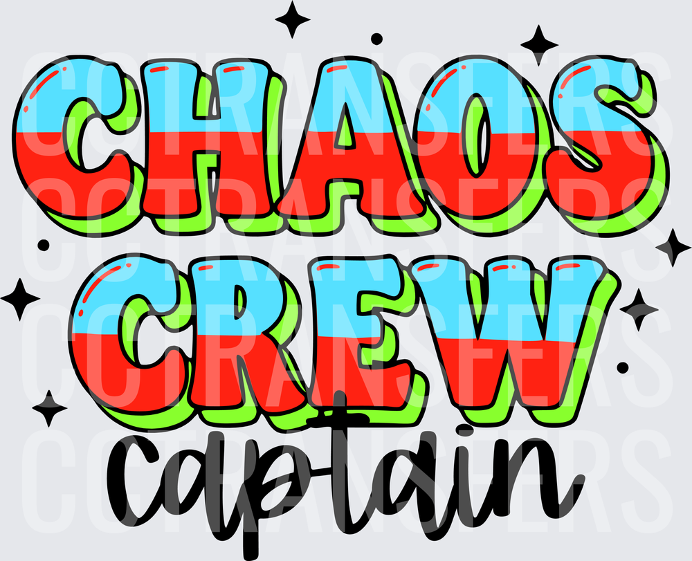 Chaos Crew Captain Bold Retro Text Design (DTF)