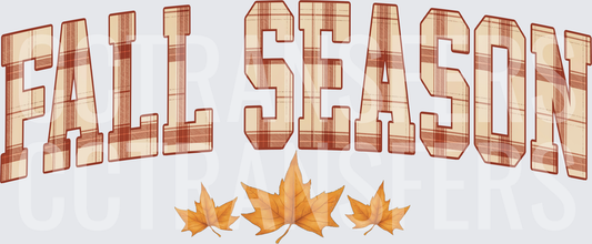 Fall Season Plaid Varsity Arch Letters with Maple Leaves (DTF)