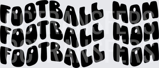 Football Mom Retro Bubble Text Repeat Pattern (DTF)
