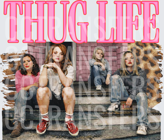 Thug Life Four Girls on Steps Leopard Print (DTF)