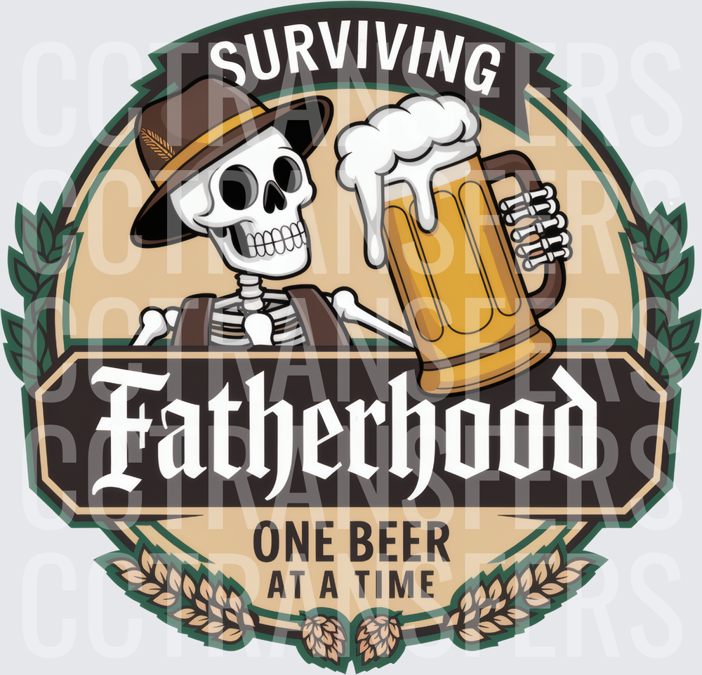 Surviving Fatherhood One Beer At A Time Skeleton (DTF)