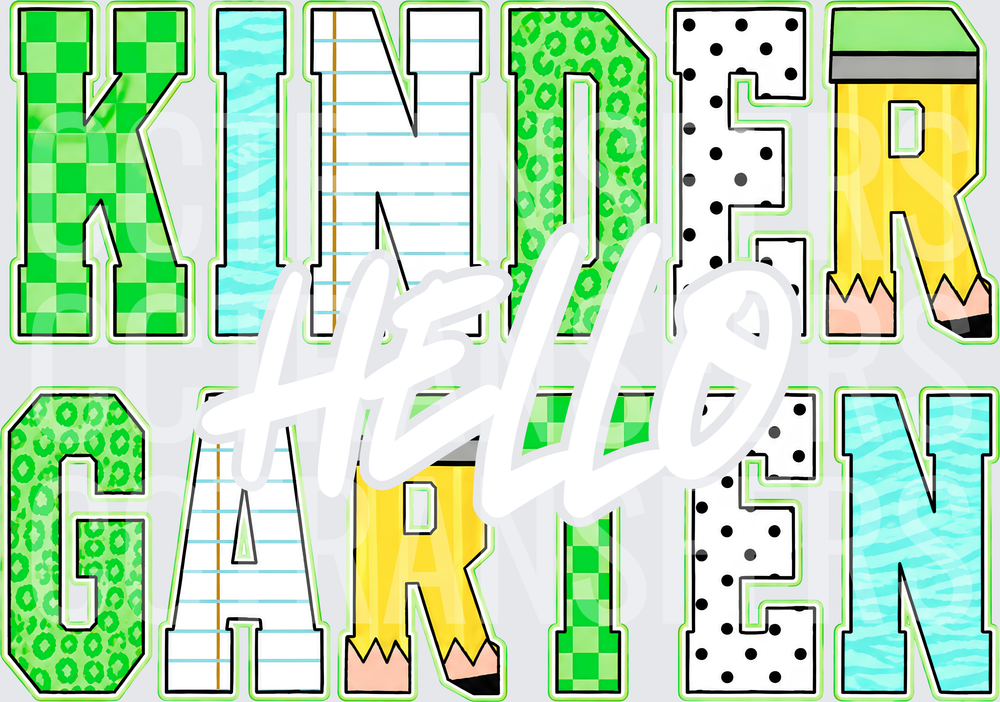Kindergarten Patterned Block Letters School Design (DTF)