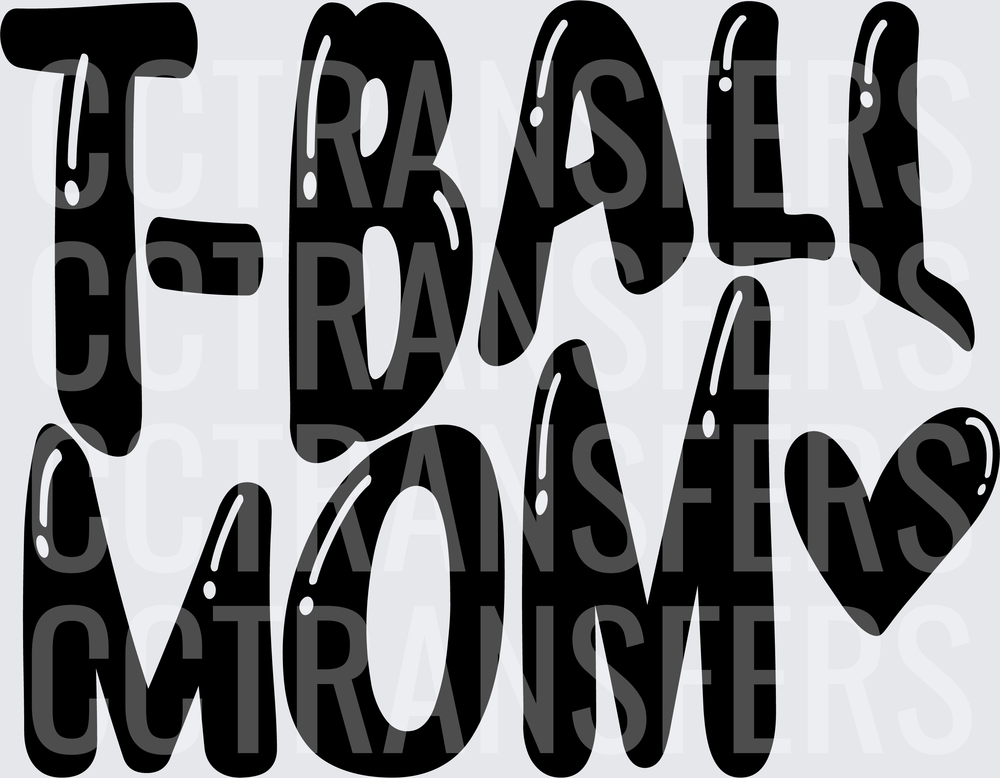 T-Ball Mom Heart Bold Bubble Letter Design (DTF)