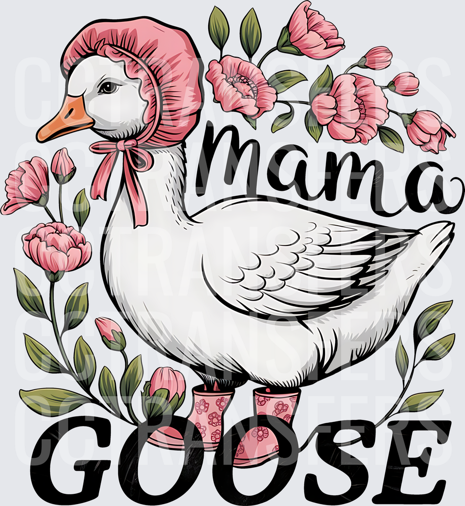 Mama Goose White Goose Pink Bonnet Floral Boots (DTF)