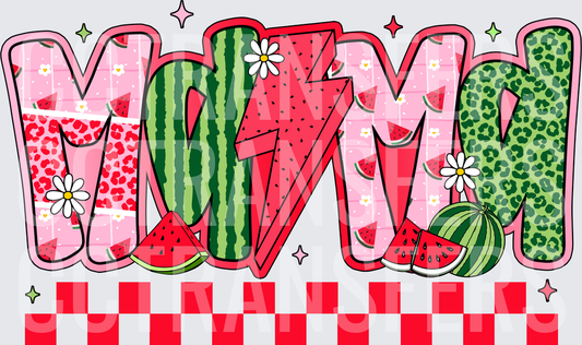 Watermelon MOM Bold Letter Lightning Bolt Summer (DTF)