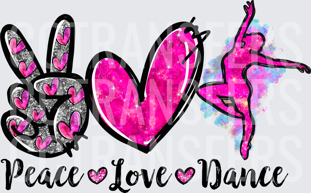 Peace Love Dance Glitter Ballerina Silhouette (DTF)