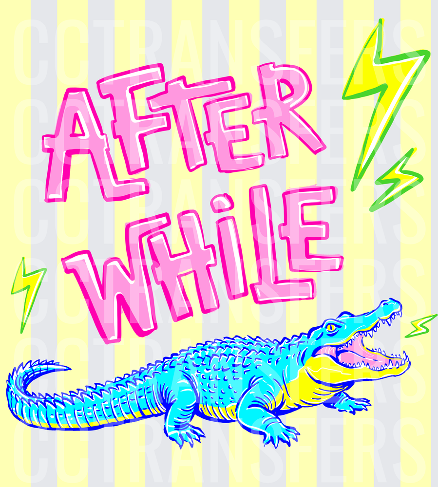 After While Neon Alligator Lightning Bolts (DTF)