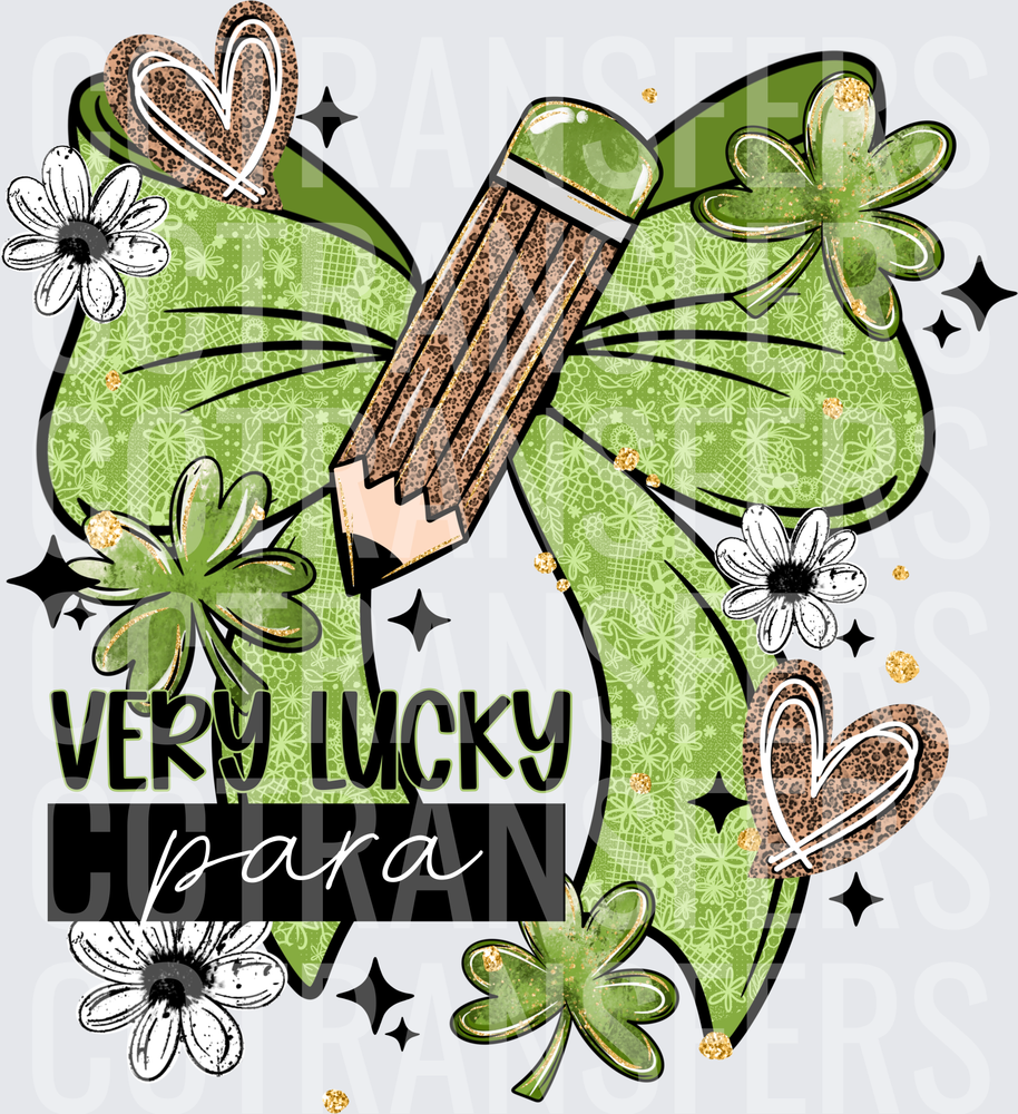 Very Lucky Para St. Patrick's Day Bow Pencil Design (DTF)