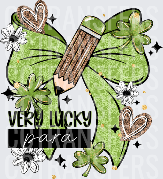 Very Lucky Para St. Patrick's Day Bow Pencil Design (DTF)