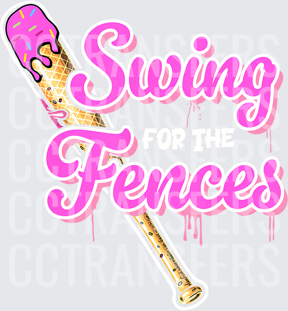 Swing Fences Pink Ice Cream Cone Baseball Bat (DTF)