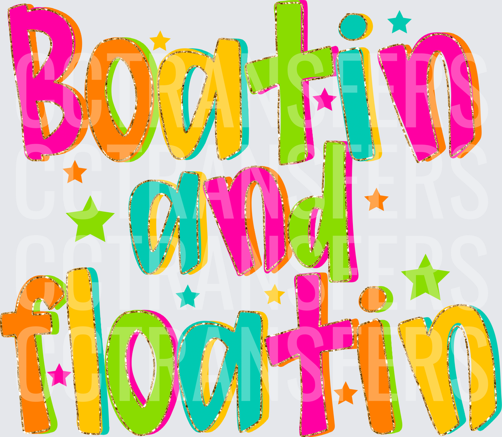 Boatin and Floatin Colorful Bold Summer Text Stars (DTF)