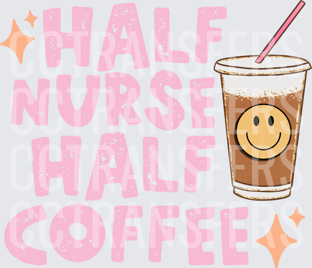 Half Nurse Half Coffee Iced Cup Smiley Face (DTF)