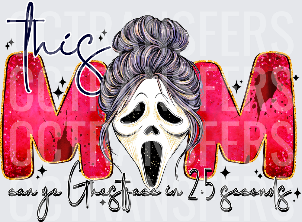 This Mom Can Go Ghostface in 2.5 Seconds Messy Bun (DTF)