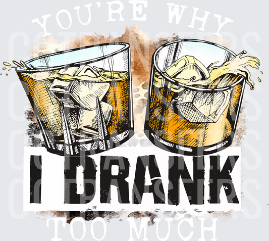 Two Whiskey Rocks Glasses Clinking I Drank (DTF)