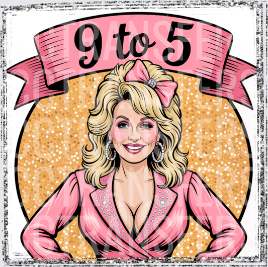 9 to 5 Dolly Pink Bow Glitter (DTF)