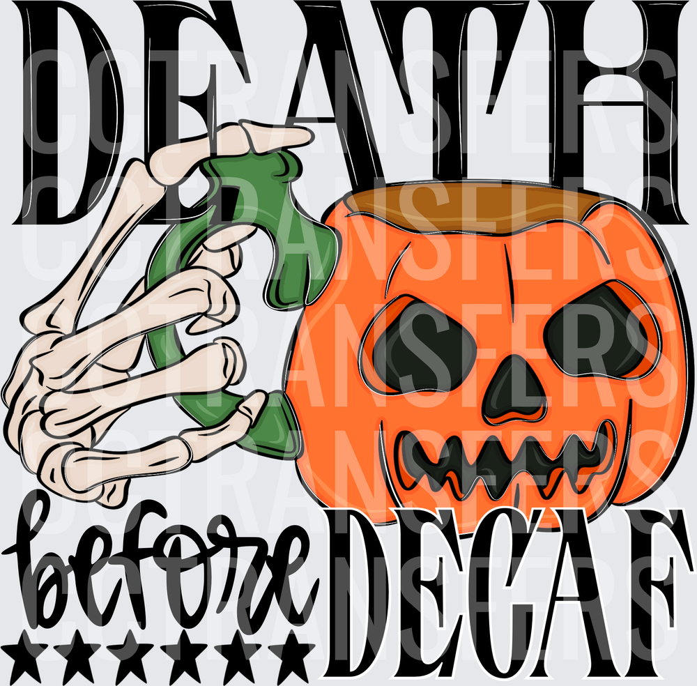 Death Before Decaf Skeleton Hand Jack-O-Lantern Mug (DTF)