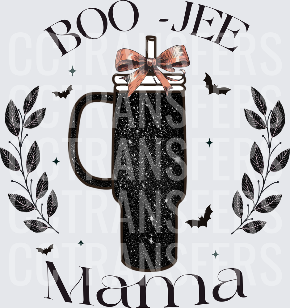 Boo-Jee Mama Halloween Glitter Tumbler with Bow (DTF)