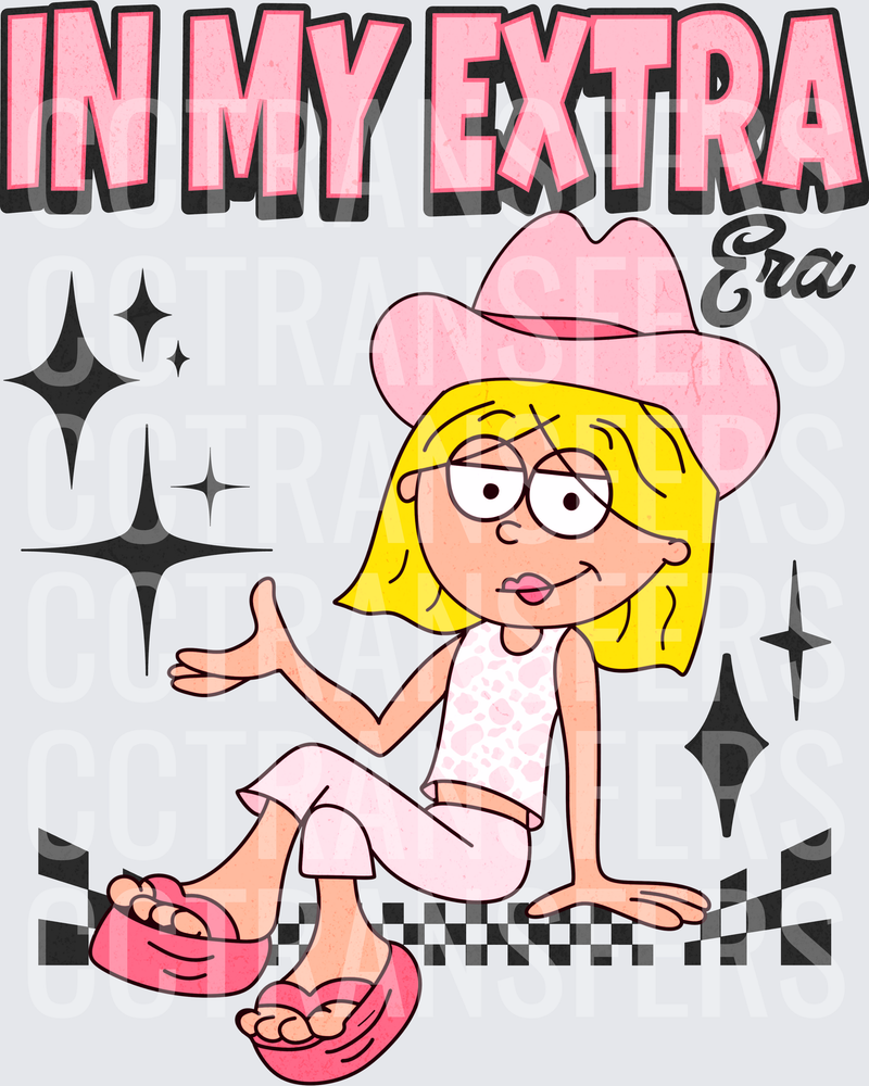 In My Extra Era Blonde Cartoon Girl Pink Cowboy Hat (DTF)