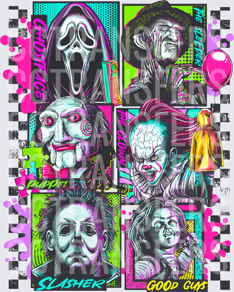 Ghostface Slasher Puppet Clown Good Guys Horror Icons DTF