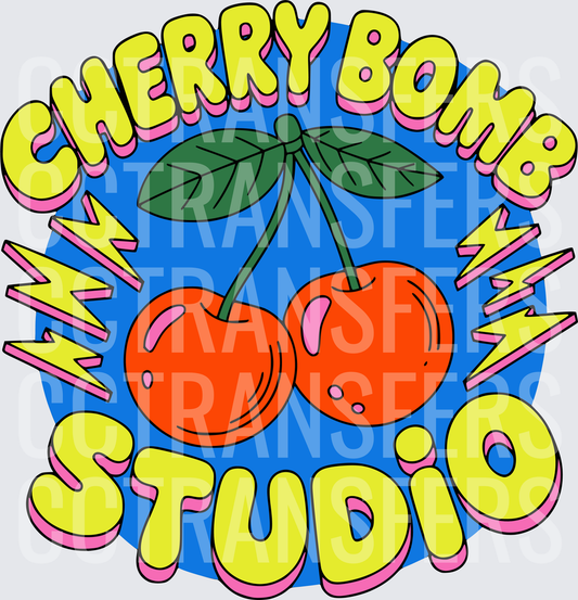 Cherry Bomb Studio Retro Cherry Lightning Bolt Badge (DTF)