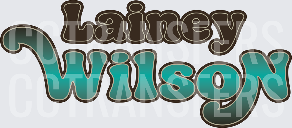 Lainey Wilson Retro Teal Groovy Text Logo (DTF)