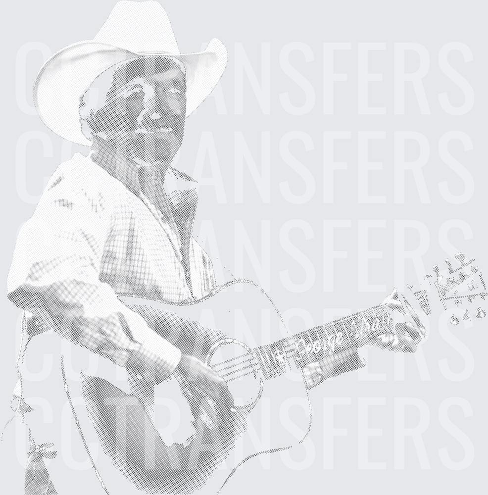 Faded Country Man Cowboy Hat Playing Acoustic Guitar (DTF)