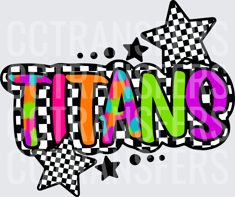 Neon Checkered TITANS Bold Retro Star Design (DTF)