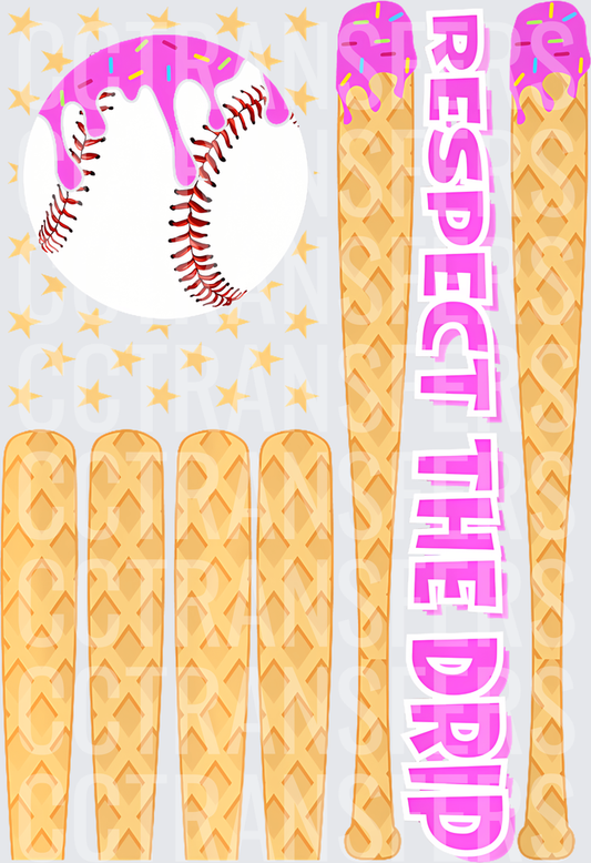 Respect The Drip Ice Cream Softball American Flag (DTF)