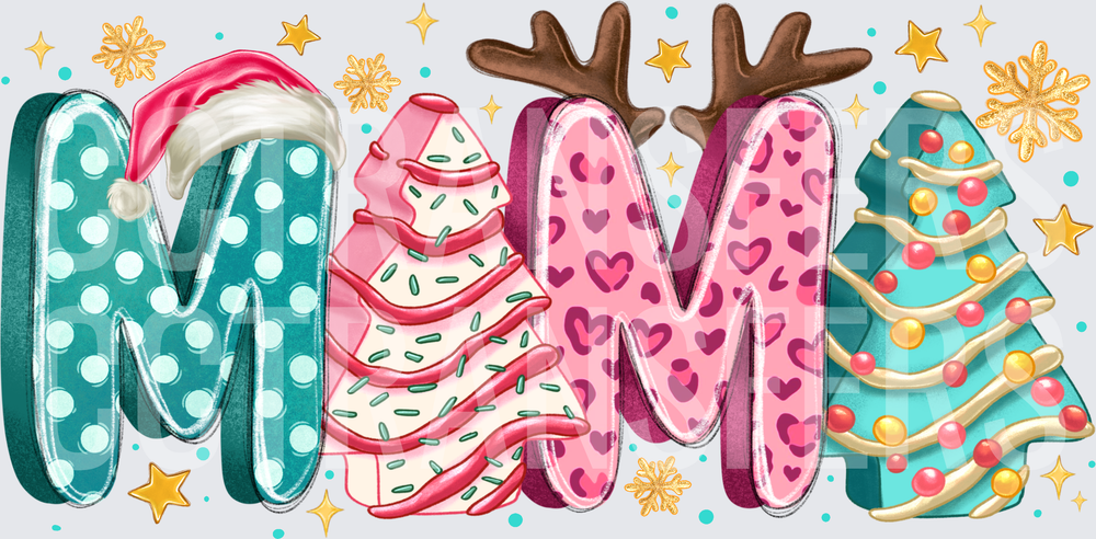 Mama Christmas Leopard Polka Dot Holiday Letters (DTF)