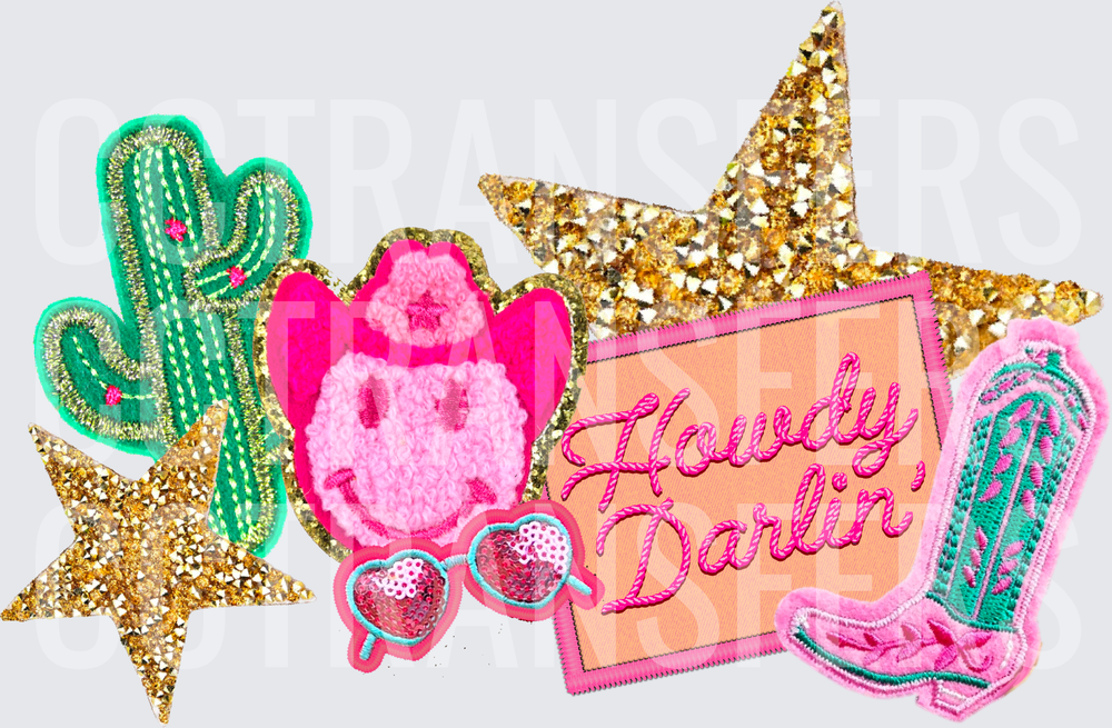 Howdy Darlin' Western Patch Cluster Glitter Stars (DTF)