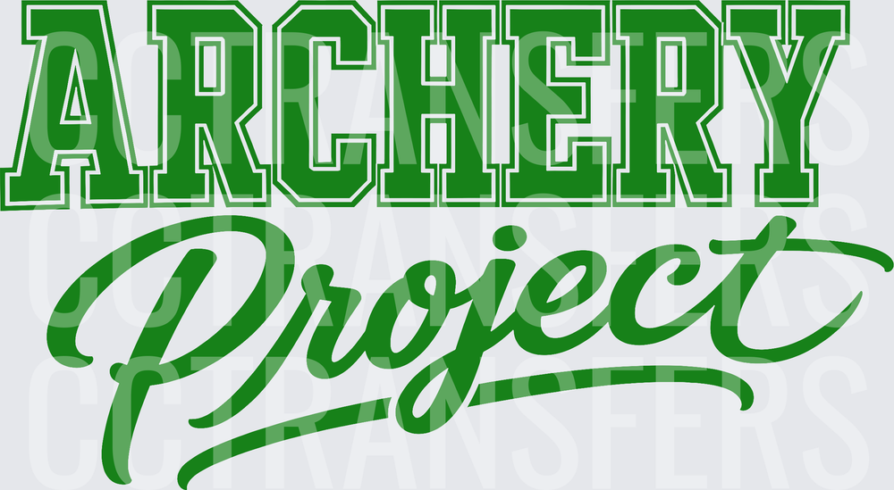 Archery Project Bold Collegiate Script Green Design (DTF)