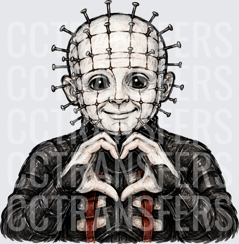 Smiling Pin-Head Horror Icon Making Heart Gesture (DTF)