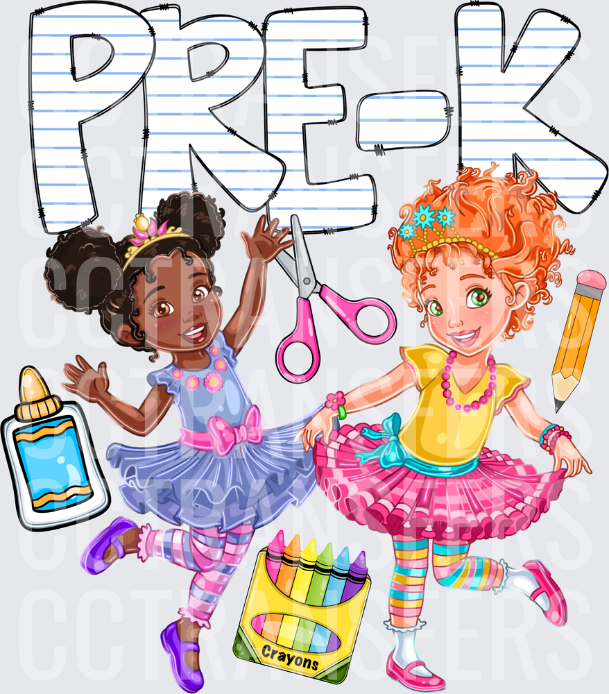 Pre-K Fancy Girls with School Supplies (DTF)