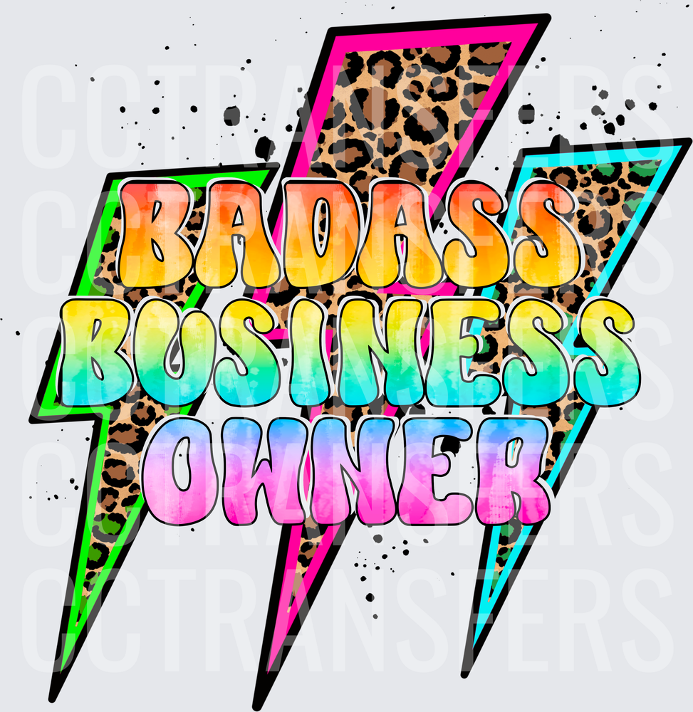 Badass Business Owner Leopard Lightning Bolt (DTF)