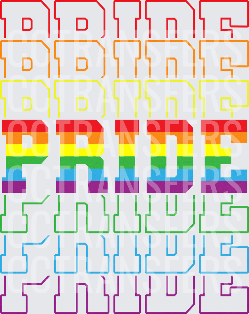 Rainbow Striped PRIDE Varsity Letter Repeat Stack (DTF)
