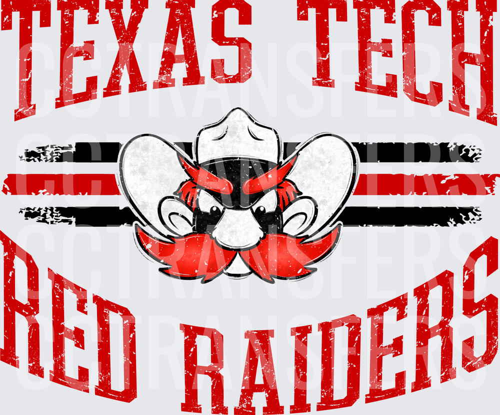 Raider Red Mascot Cowboy Stripes Distressed Vintage (DTF)