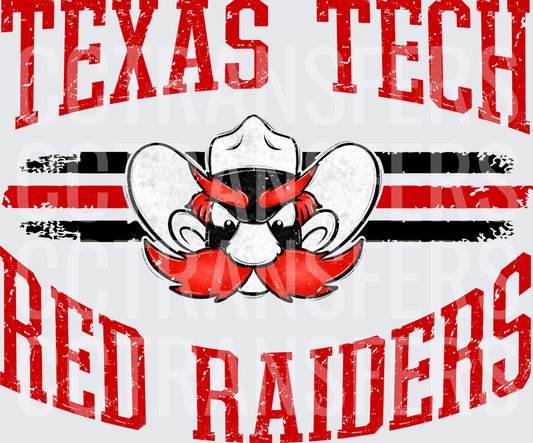 Raider Red Mascot Cowboy Stripes Distressed Vintage (DTF)