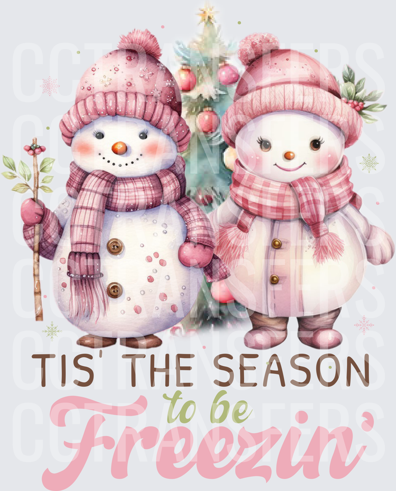 Tis The Season To Be Freezin Pink Snowman Duo (DTF)