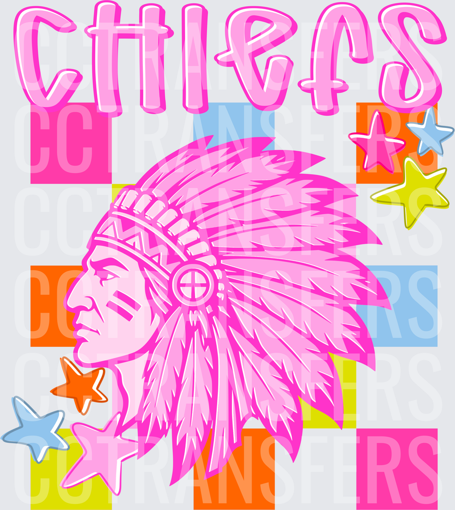 Pink Chiefs Native American Headdress Retro Colorful (DTF)