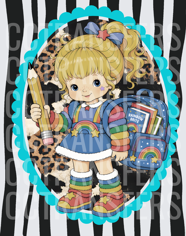Retro Rainbow Girl Back to School Pencil Backpack (DTF)