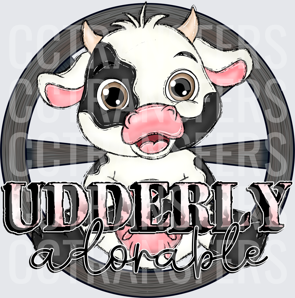 Udderly Adorable Cute Baby Cow Wagon Wheel (DTF)