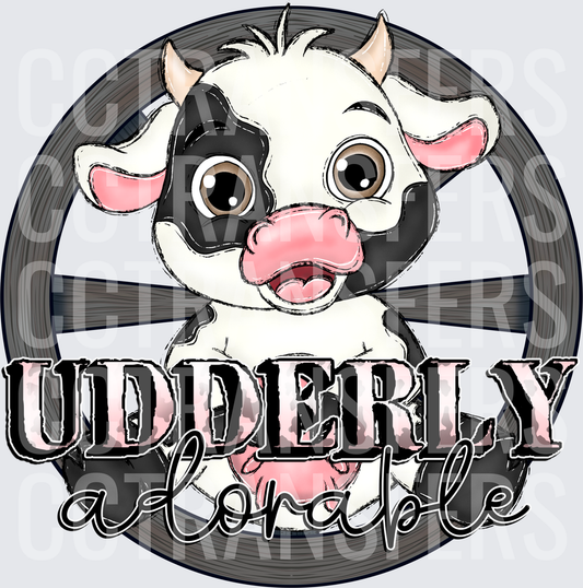 Udderly Adorable Cute Baby Cow Wagon Wheel (DTF)
