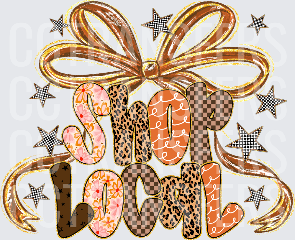 Shop Local Boho Leopard Checkered Bow Stars (DTF)