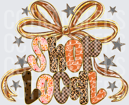 Shop Local Boho Leopard Checkered Bow Stars (DTF)