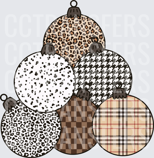 Stacked Christmas Ornaments Mixed Boho Patterns (DTF)