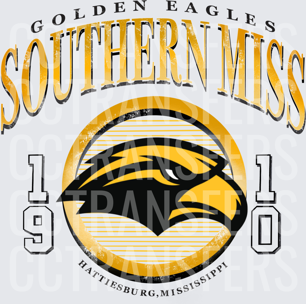 Golden Eagles Mascot Vintage Circle 1910 Hattiesburg (DTF)