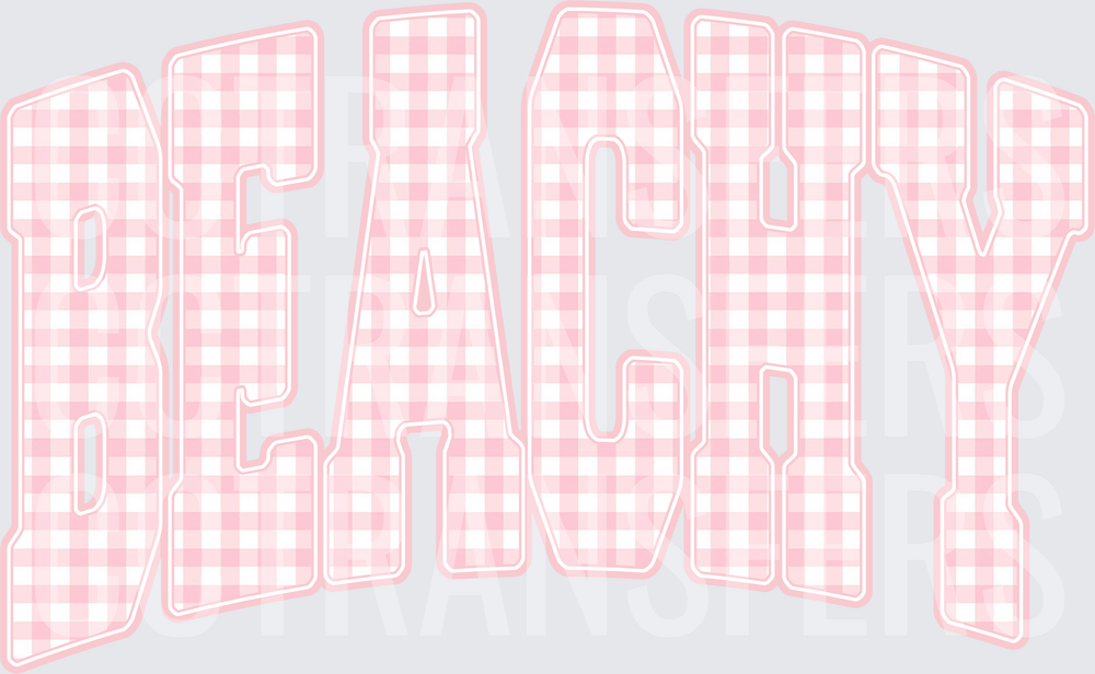 Beachy Pink Gingham Plaid Arched Bold Letters (DTF)