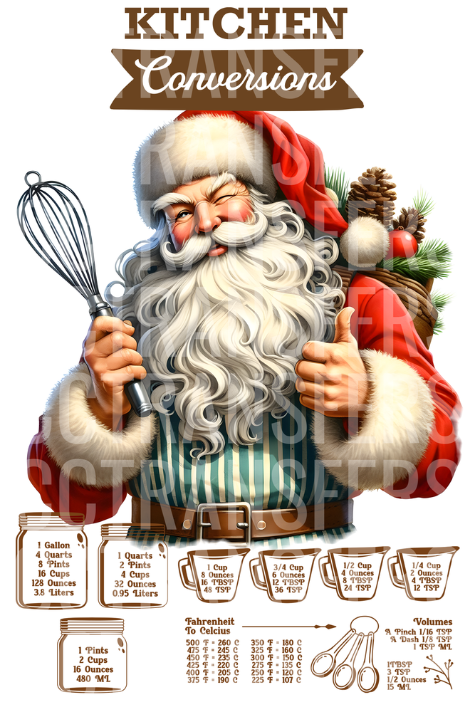 Kitchen Conversions Christmas Santa Baker Whisk Thumbs Up (DTF)
