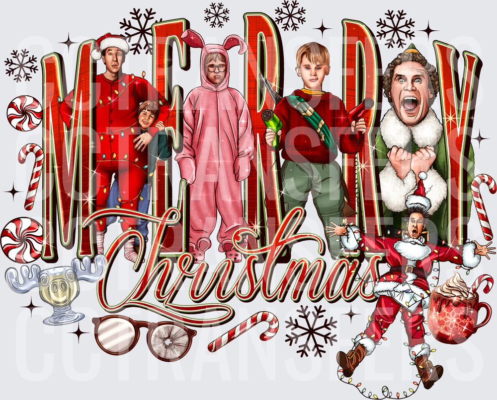 Merry Christmas Classic Holiday Movie Characters DTF
