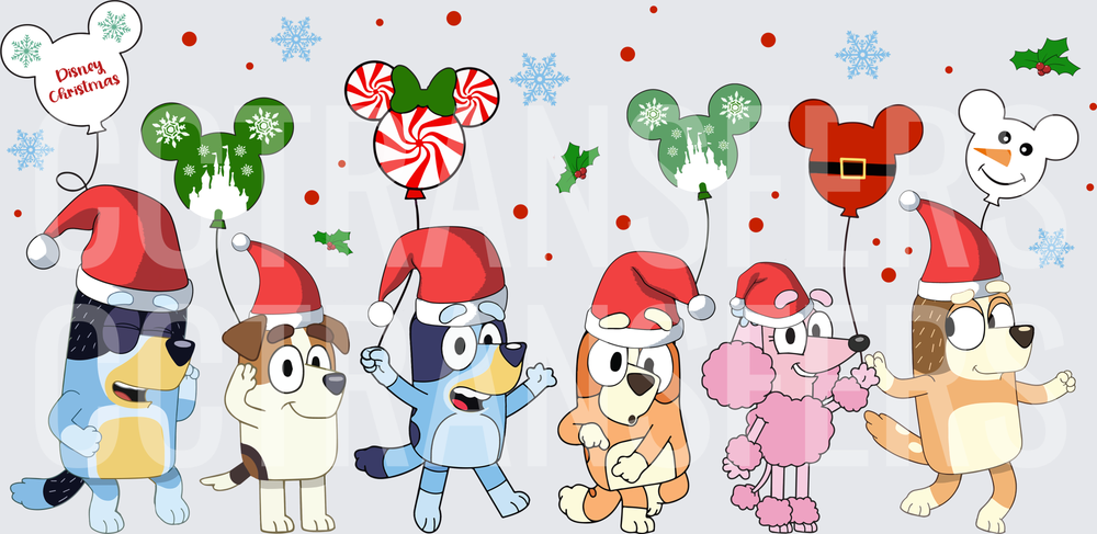 Cartoon Dog Squad Santa Hats Magic Mouse Balloons (DTF)